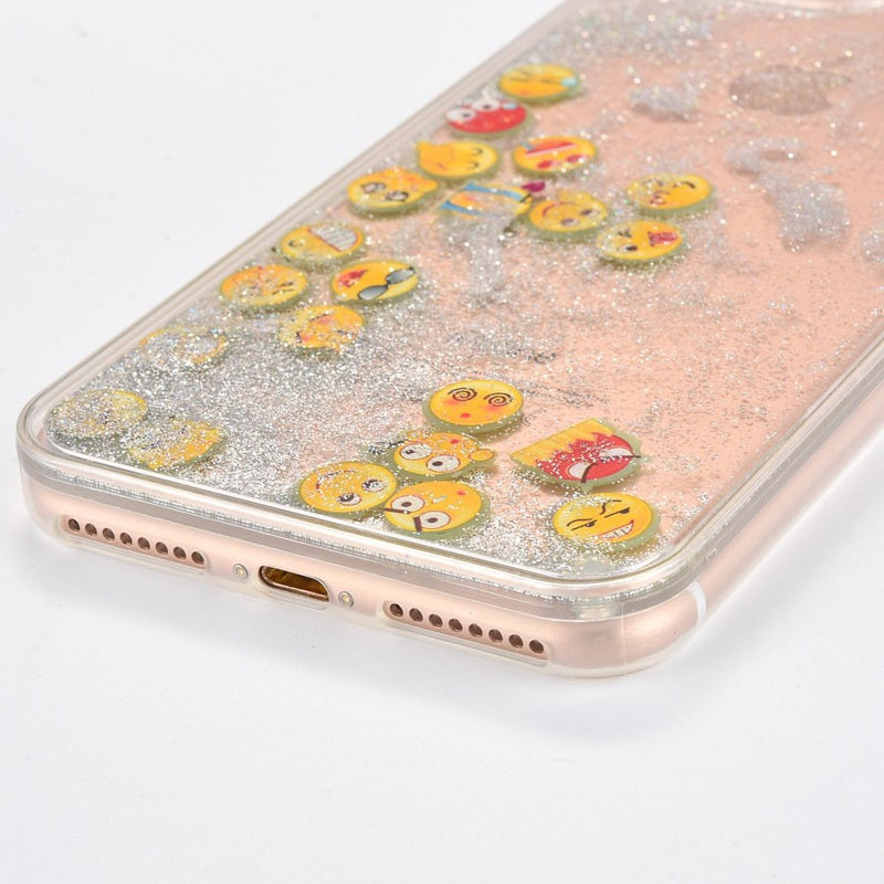 Silver Glitter Sand Emoji iPhone Case