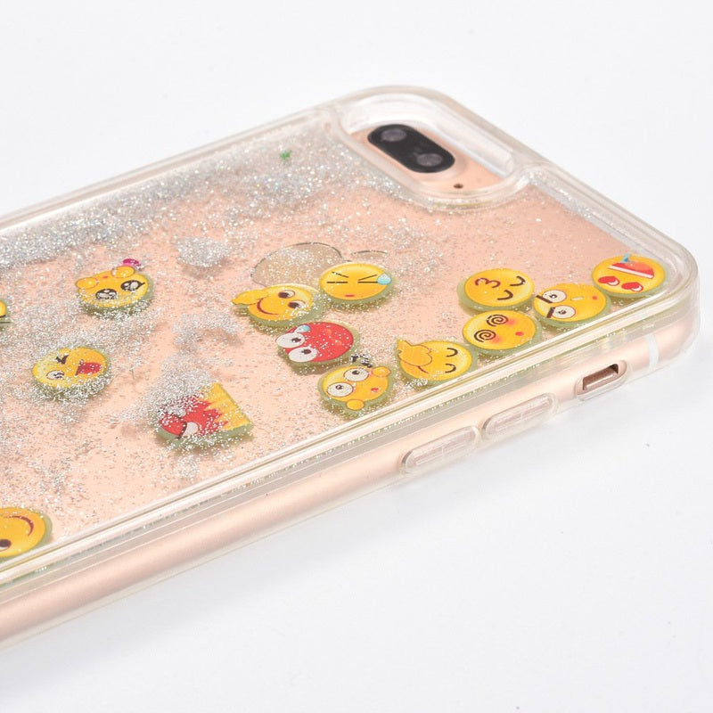 Silver Glitter Sand Emoji iPhone Case