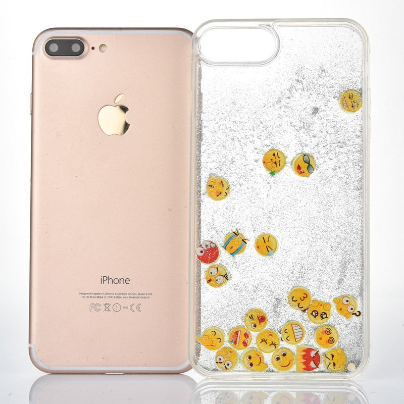 Silver Glitter Sand Emoji iPhone Case