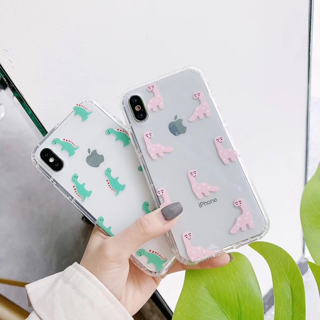 Candy Couple Dinosaur Clear Phone Case