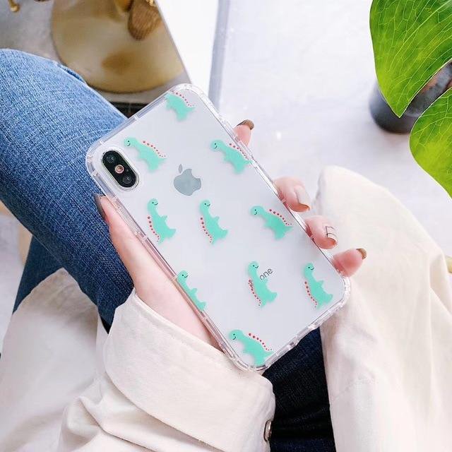 Candy Couple Dinosaur Clear Phone Case