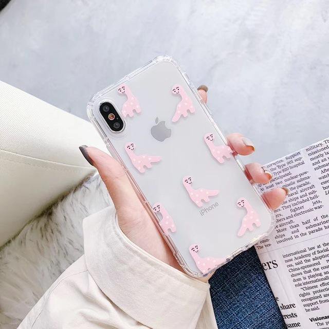 Candy Couple Dinosaur Clear Phone Case