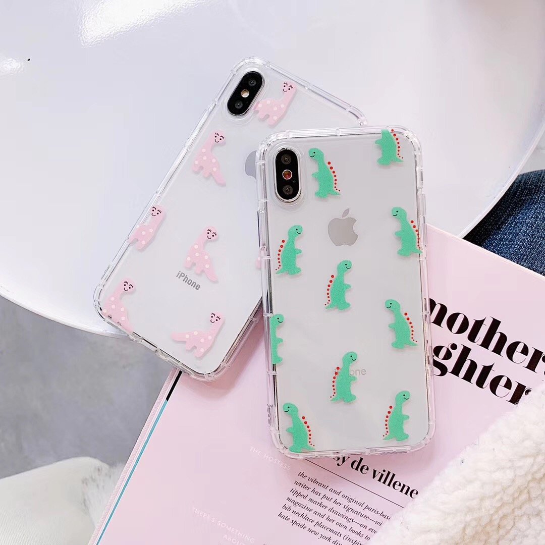 Candy Couple Dinosaur Clear Phone Case