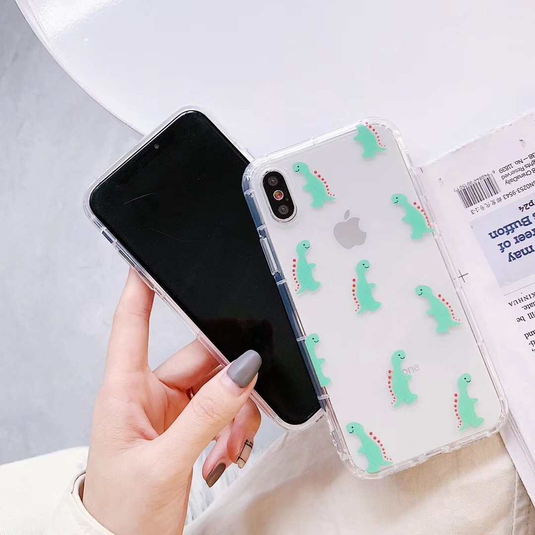 Candy Couple Dinosaur Clear Phone Case